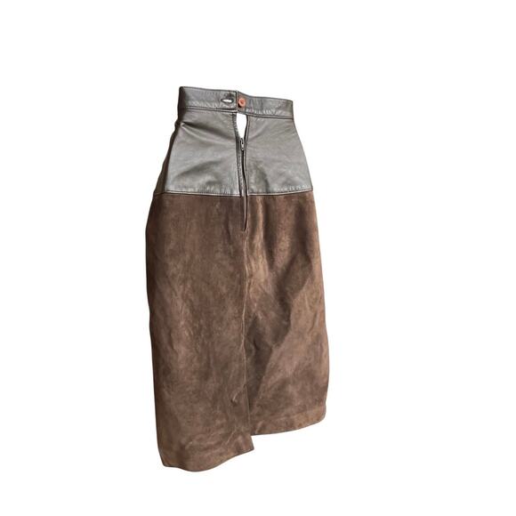 BROWN VTG LEATHER SNAKESKIN SKIRT - Picture 2 of 6